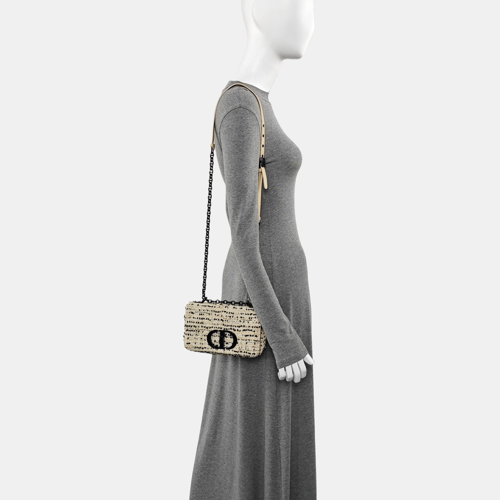 Dior Caro Small Cannage Wool White
