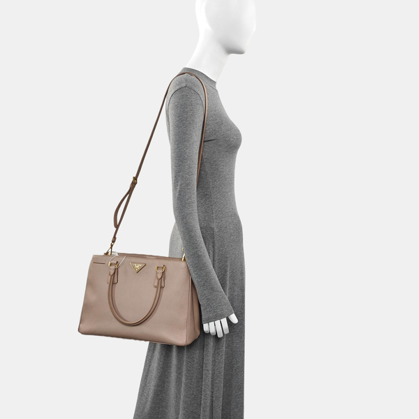 Galleria Large Saffiano Calfskin Beige