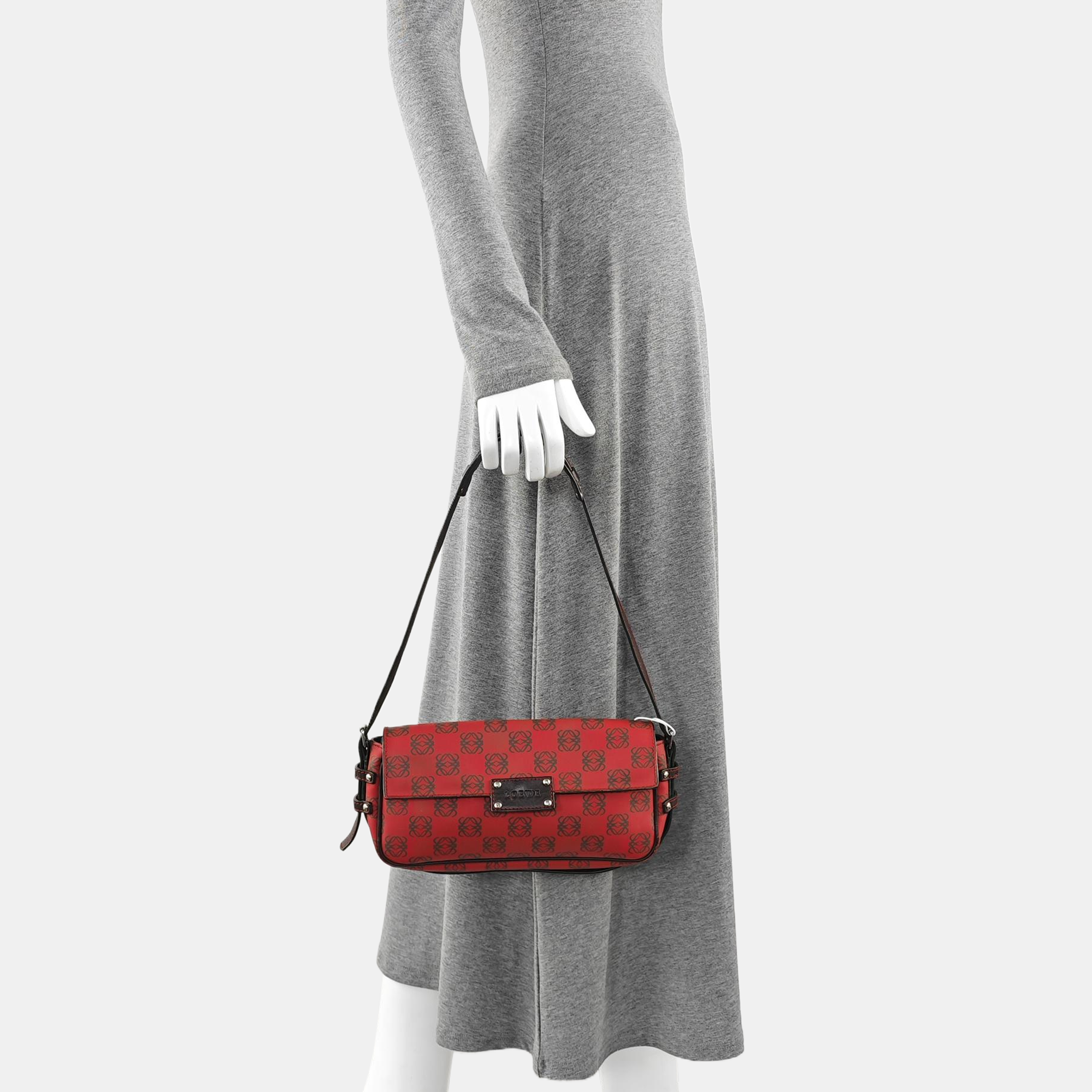 Monogram Coated Canvas Shoulder Bag Red
