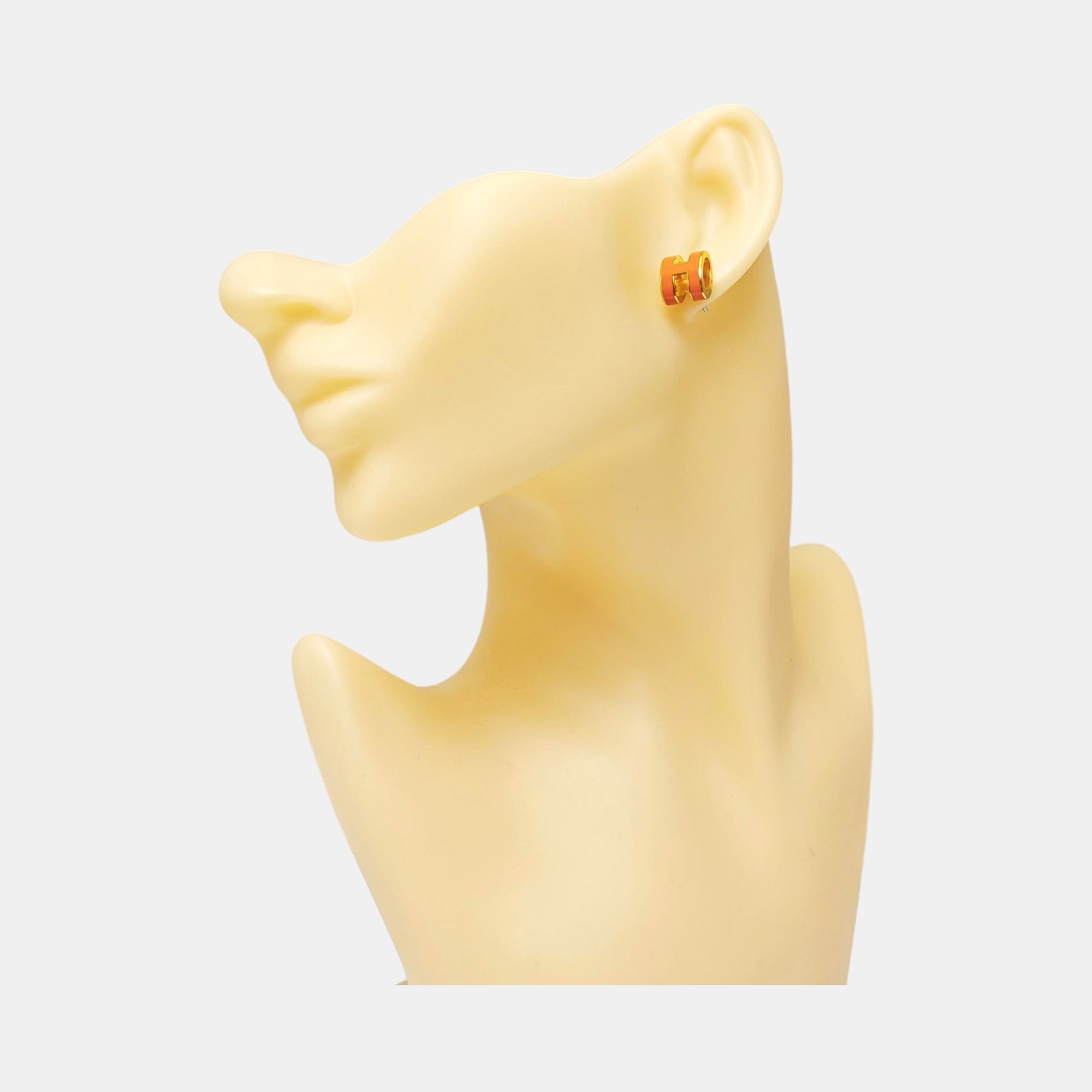 Pop H Metal Gold Stud Earrings