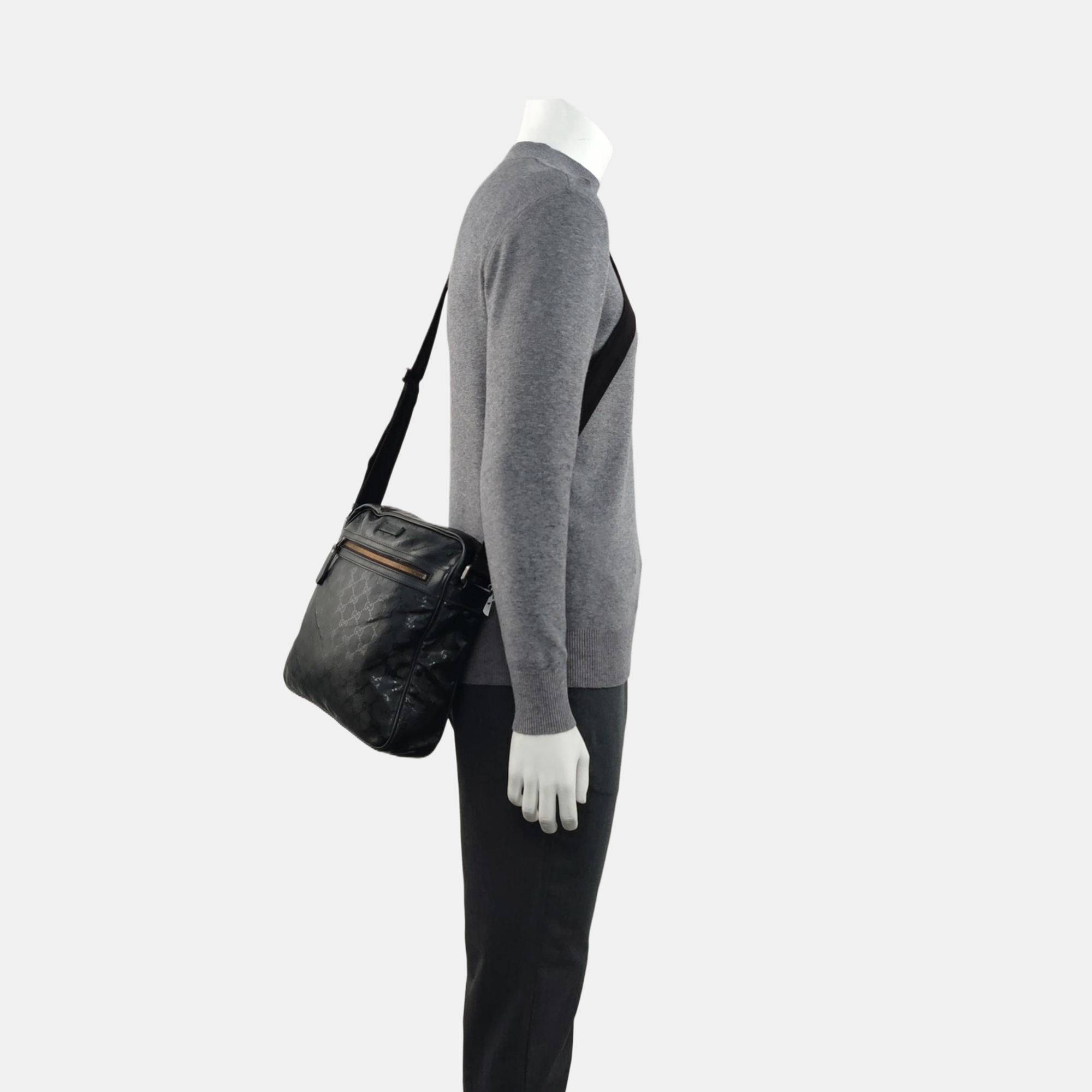 GG Imprime Messenger Monogram Coated Canvas Black
