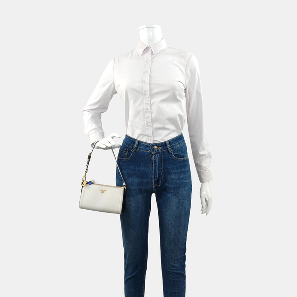 Saffiano Calfskin Top Handle Bag White