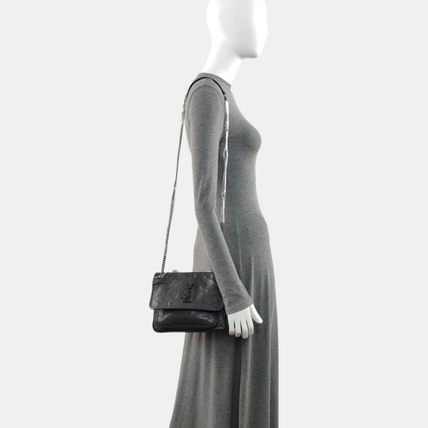 NIKI Small Chevron Calfskin Gray