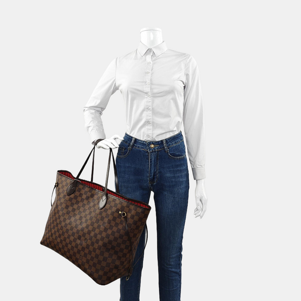 NEVERFULL GM Damier Ebene Coated Canvas Brown