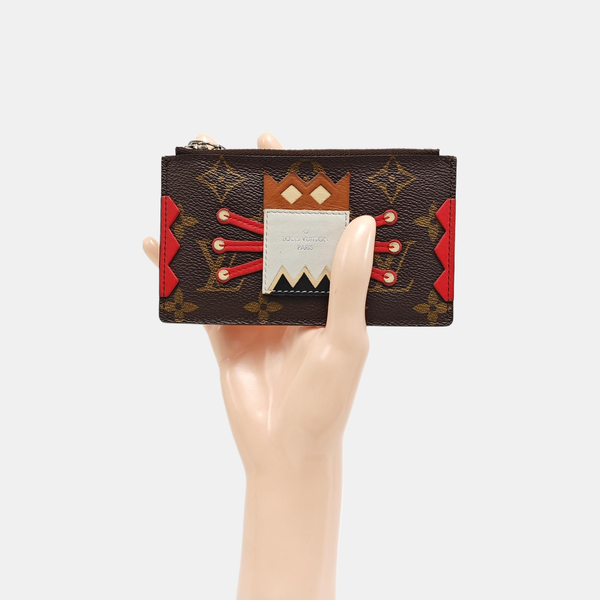 TRIBAL MASK Monogram Coated Canvas Brown Coin Purse