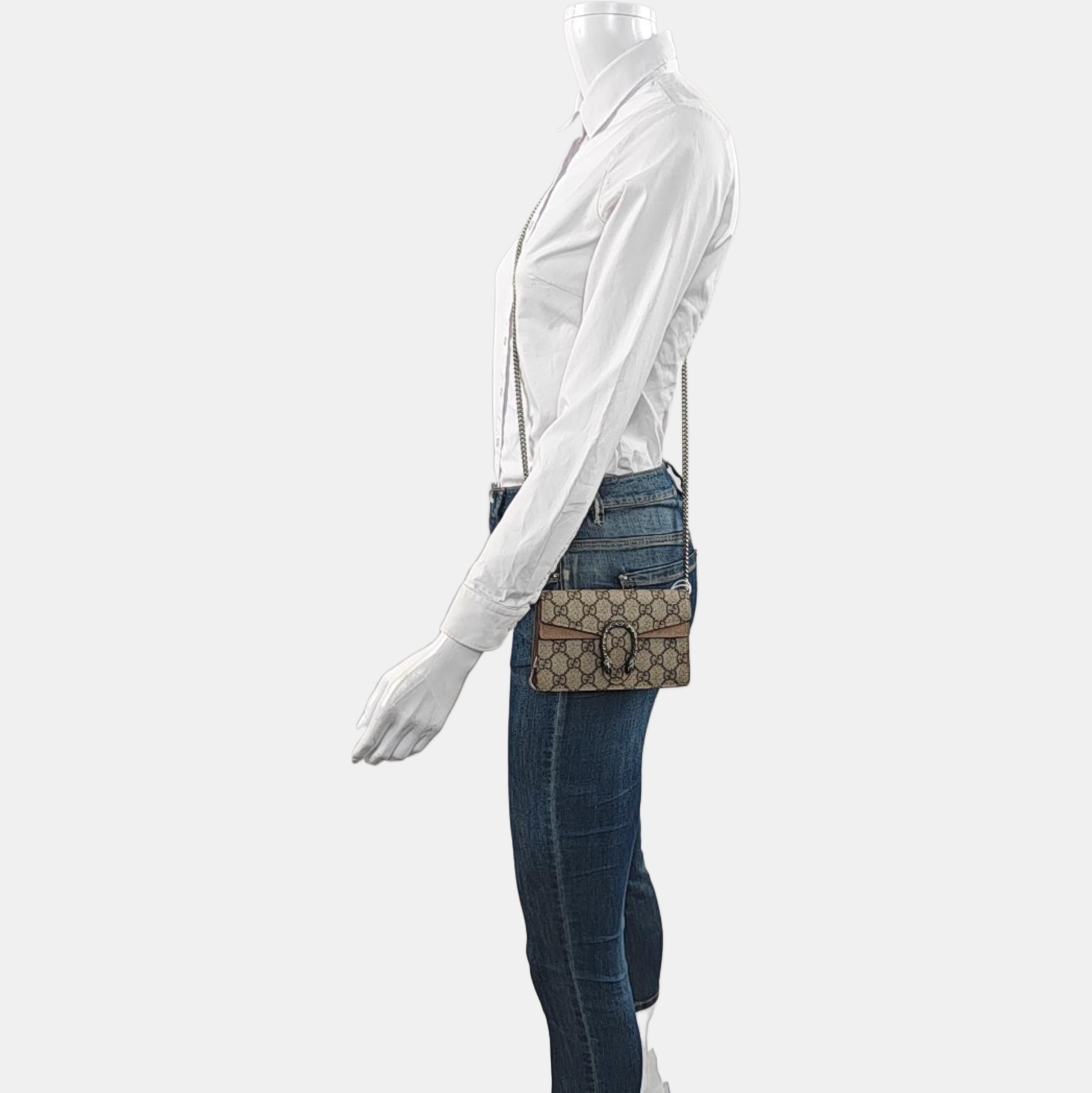 Dionysus Super Mini Monogram Coated Canvas Beige