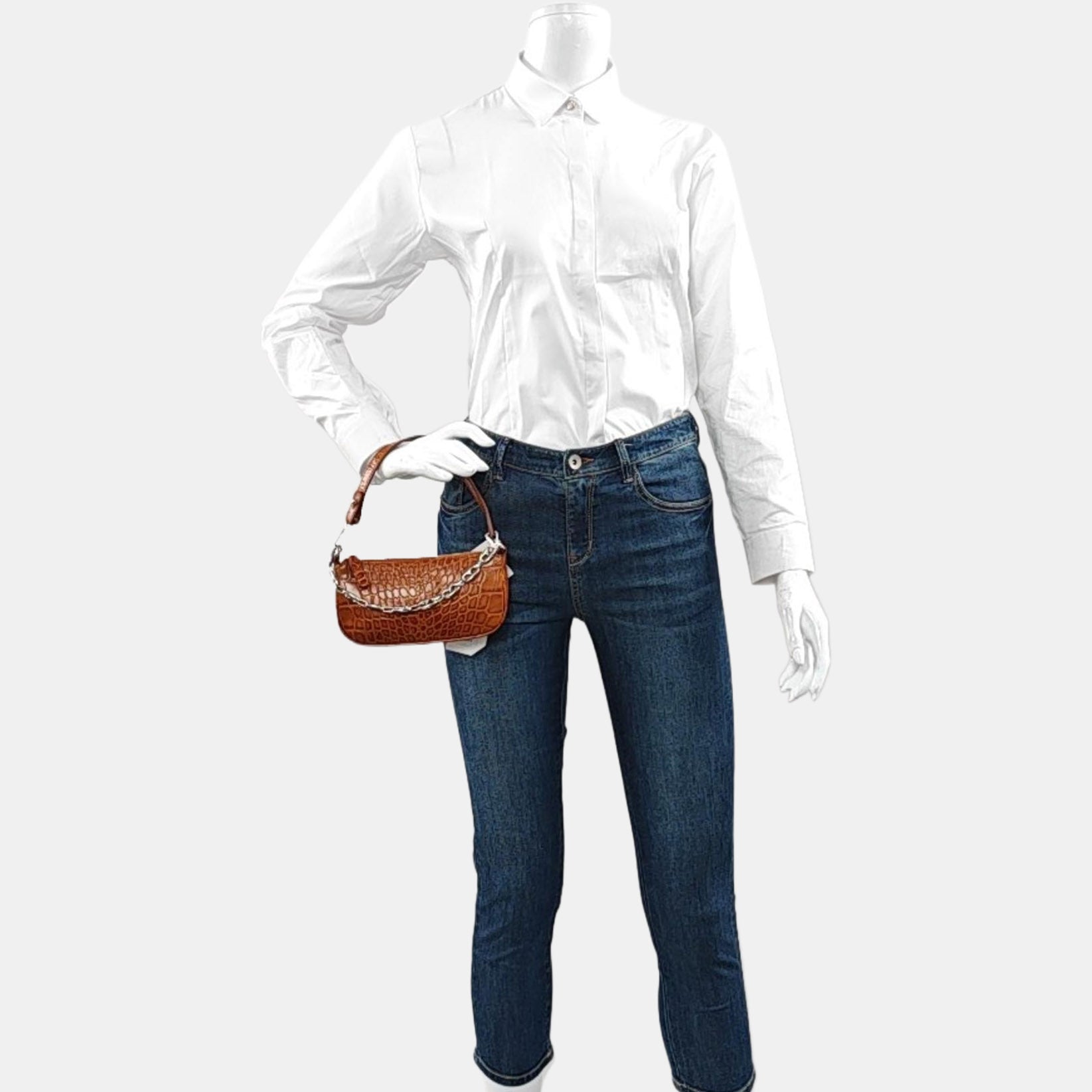 Calfskin Top Handle Bag Brown