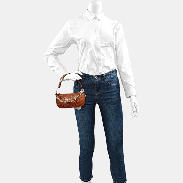 Calfskin Top Handle Bag Brown