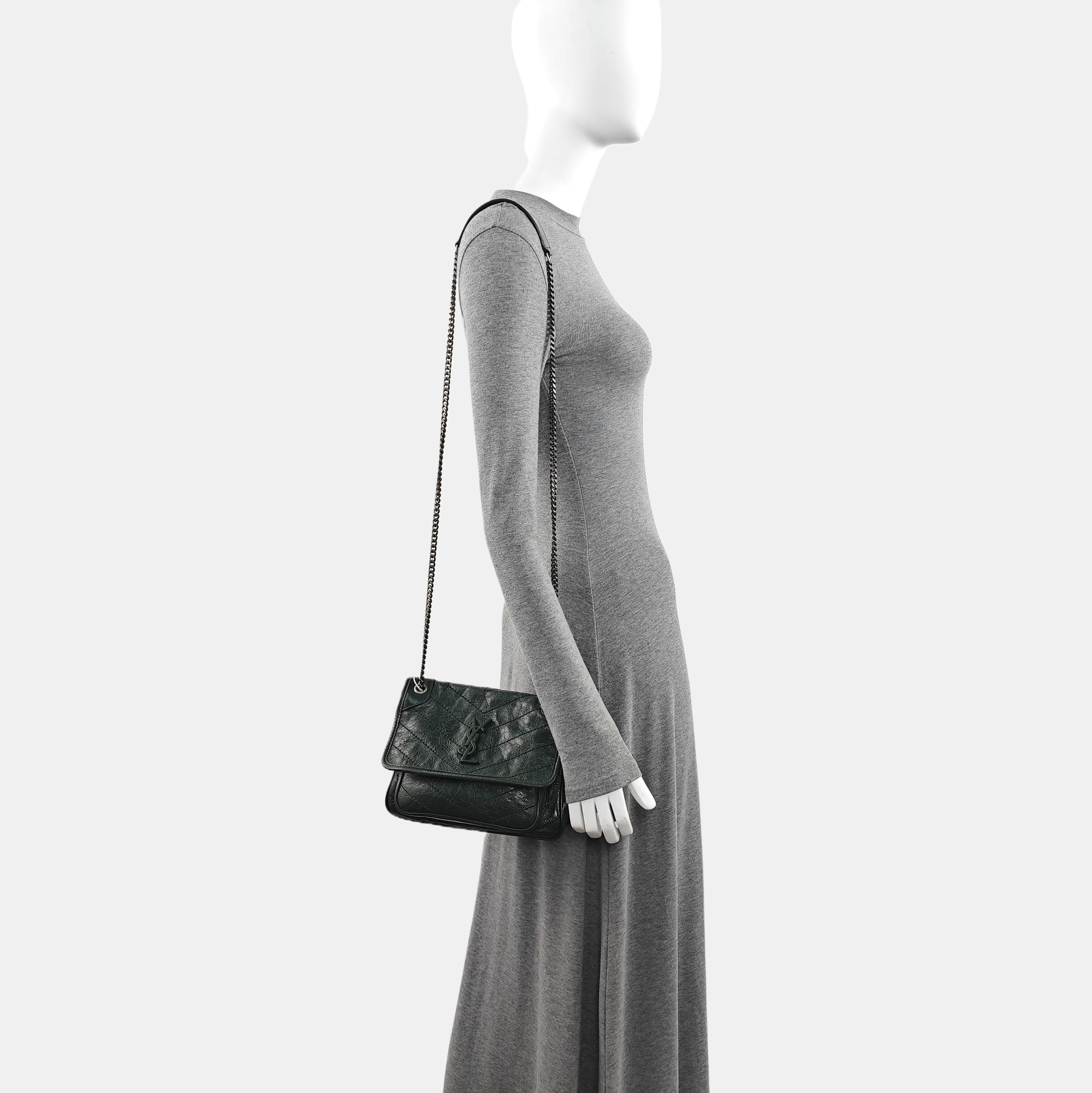 NIKI Small Chevron Calfskin Green