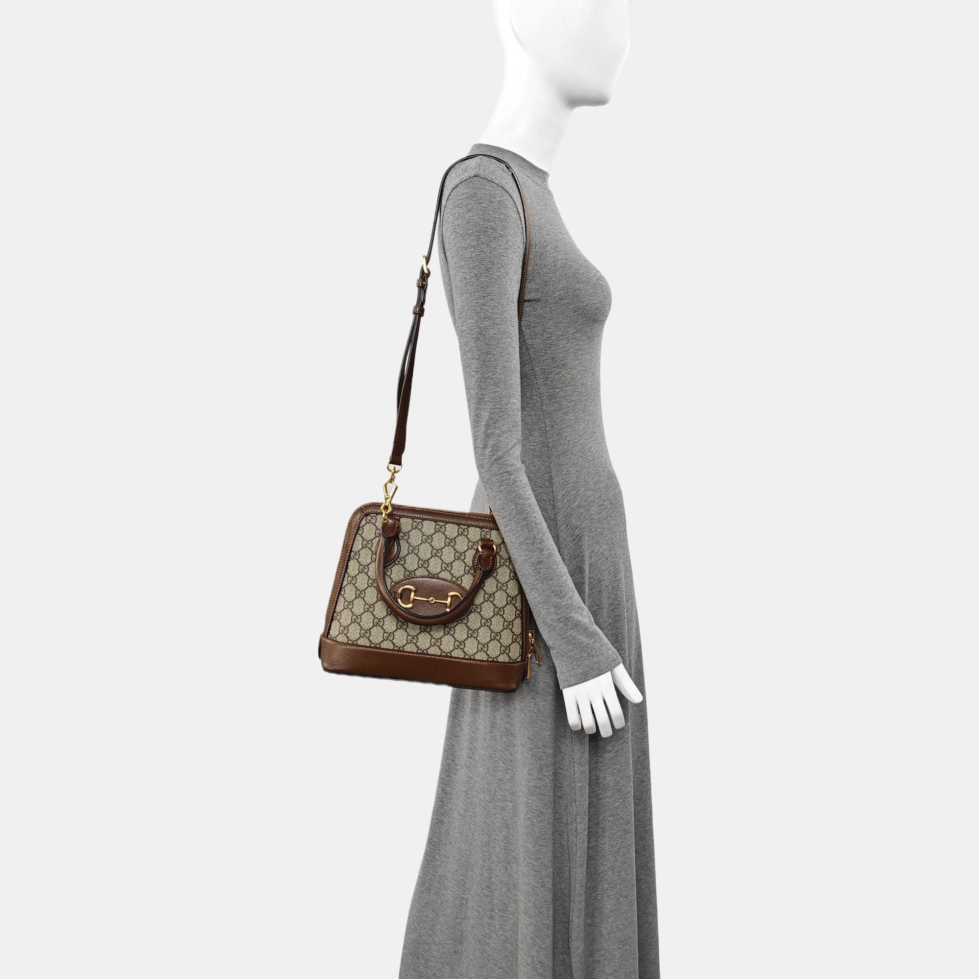 Horsebit 1955 Small Monogram Coated Canvas Beige
