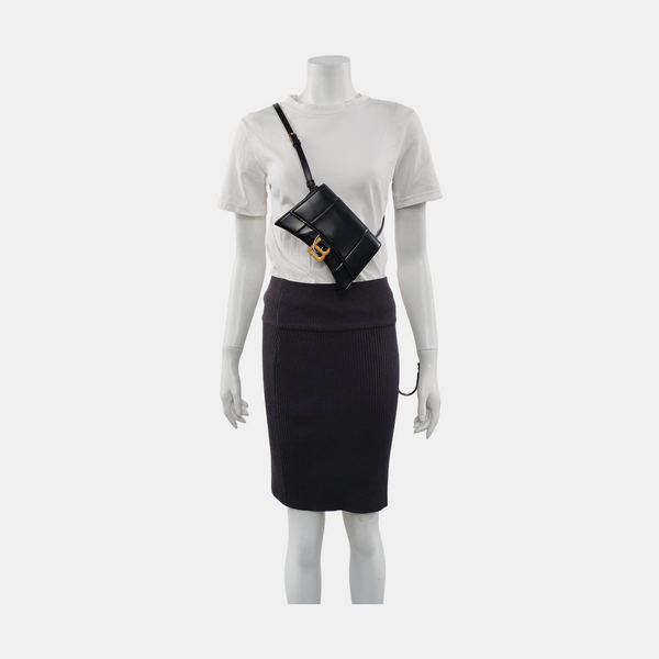 Hourglass Wallet On Chain Mini Calfskin Black