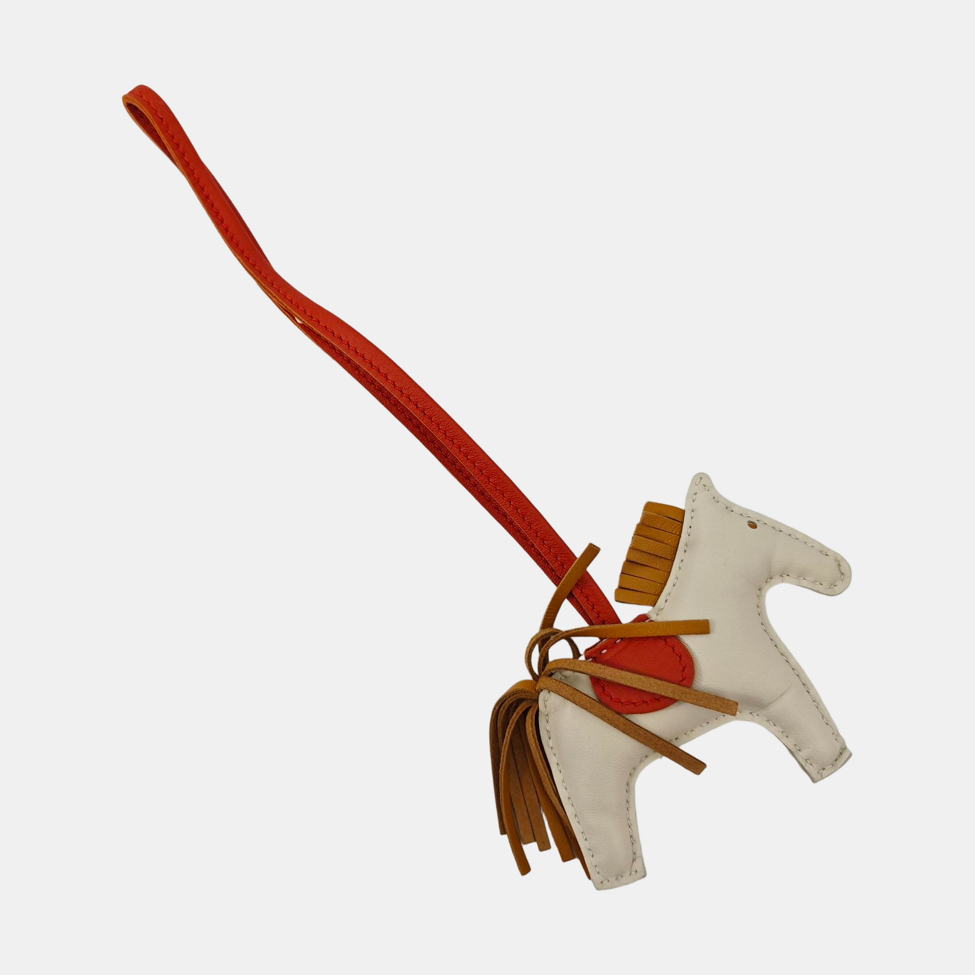 Leather Bag Charm White