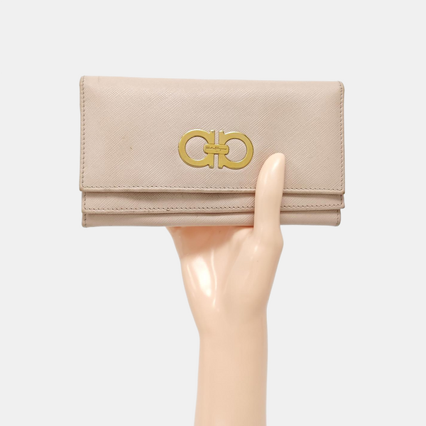 Gancini Calfskin Beige Wallet
