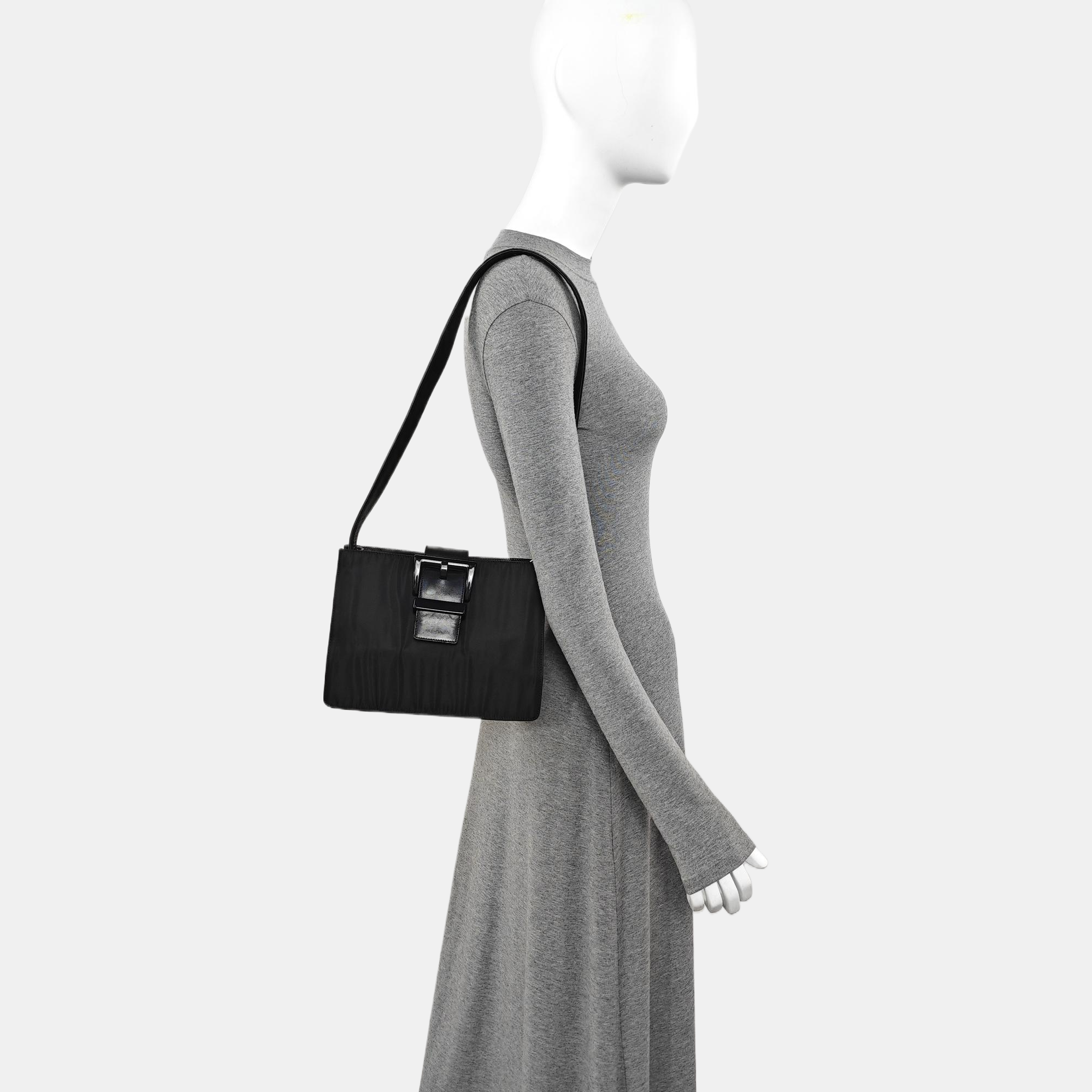 Nylon Shoulder Bag Black