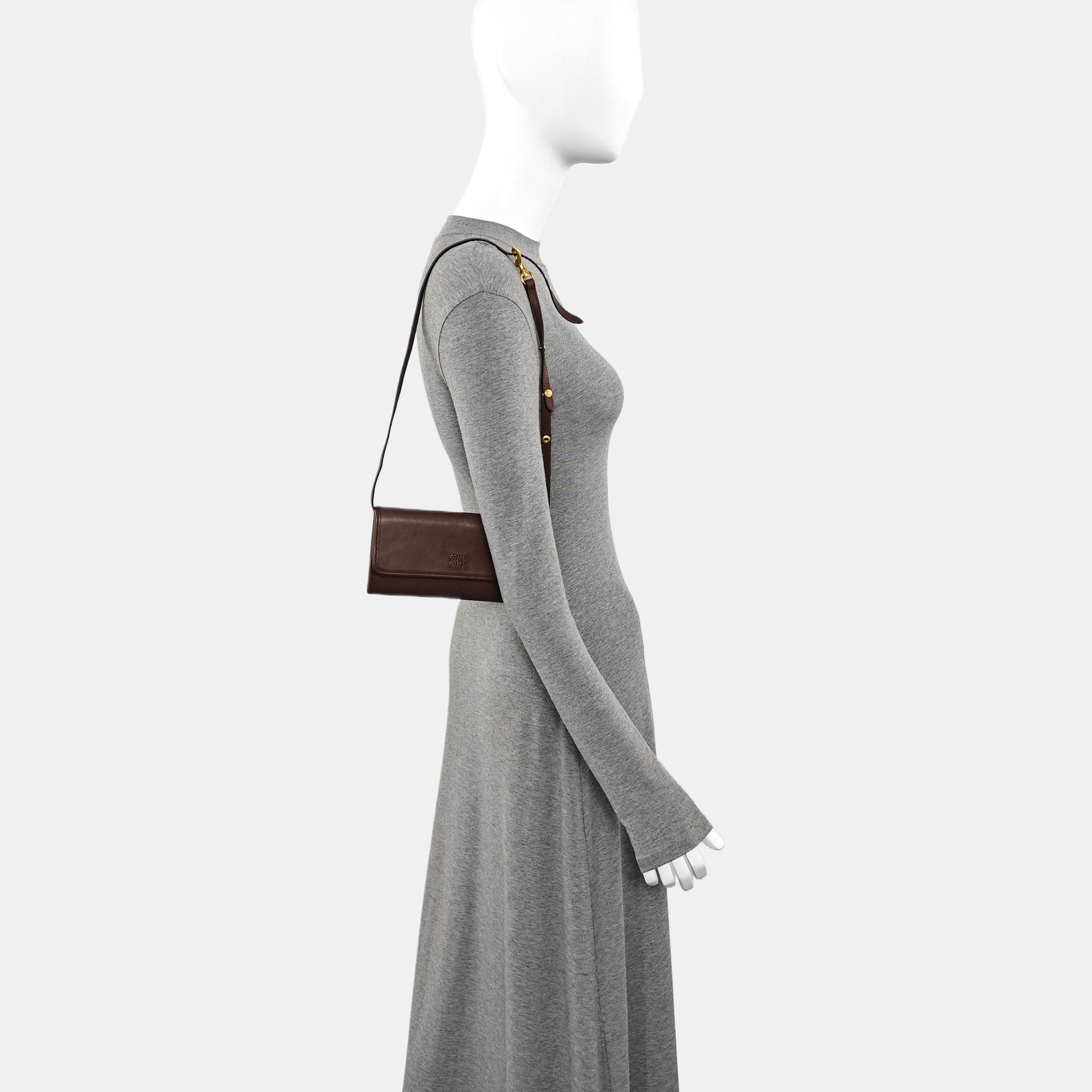 Lambskin Shoulder Bag Brown