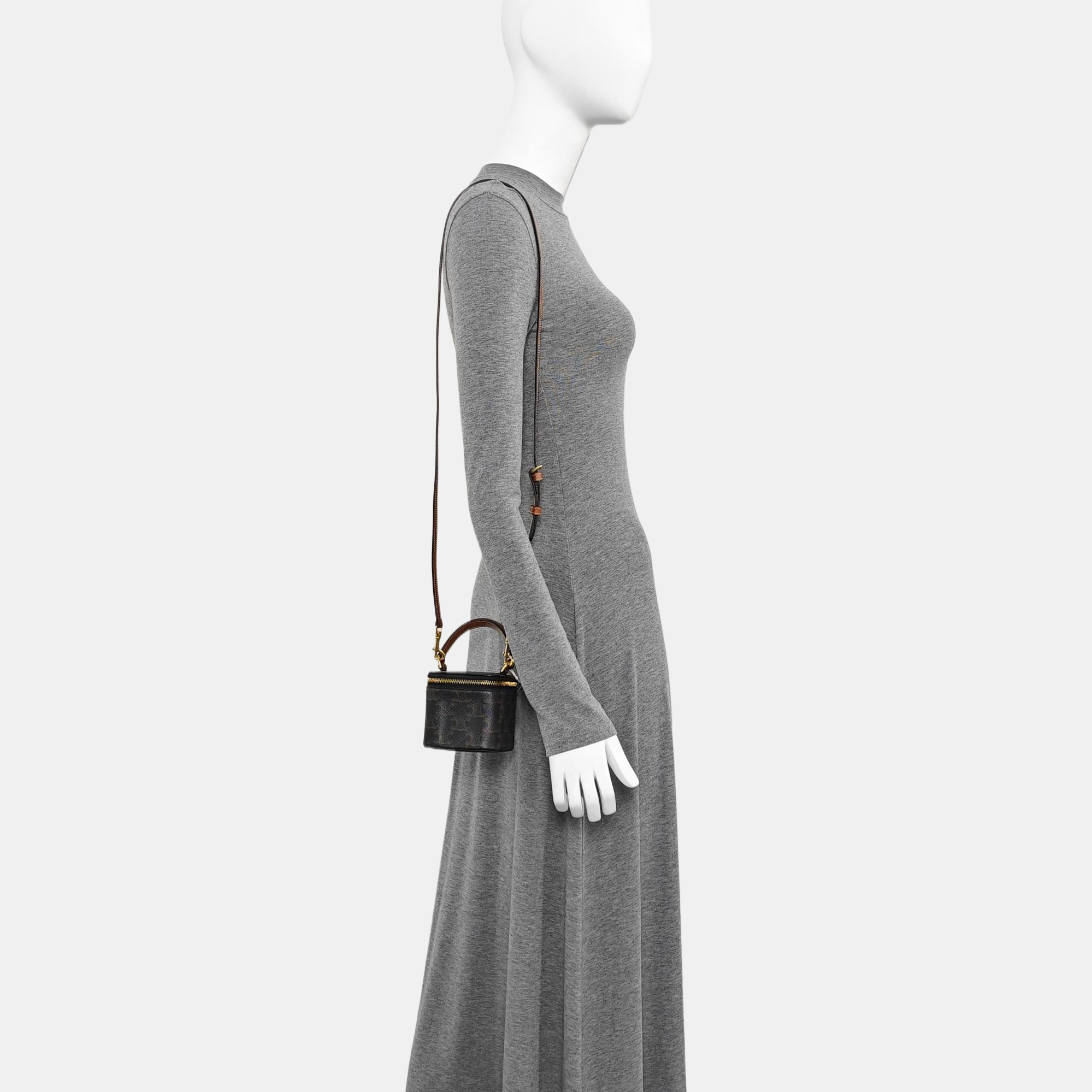 Coated Canvas Shoulder Bag Black