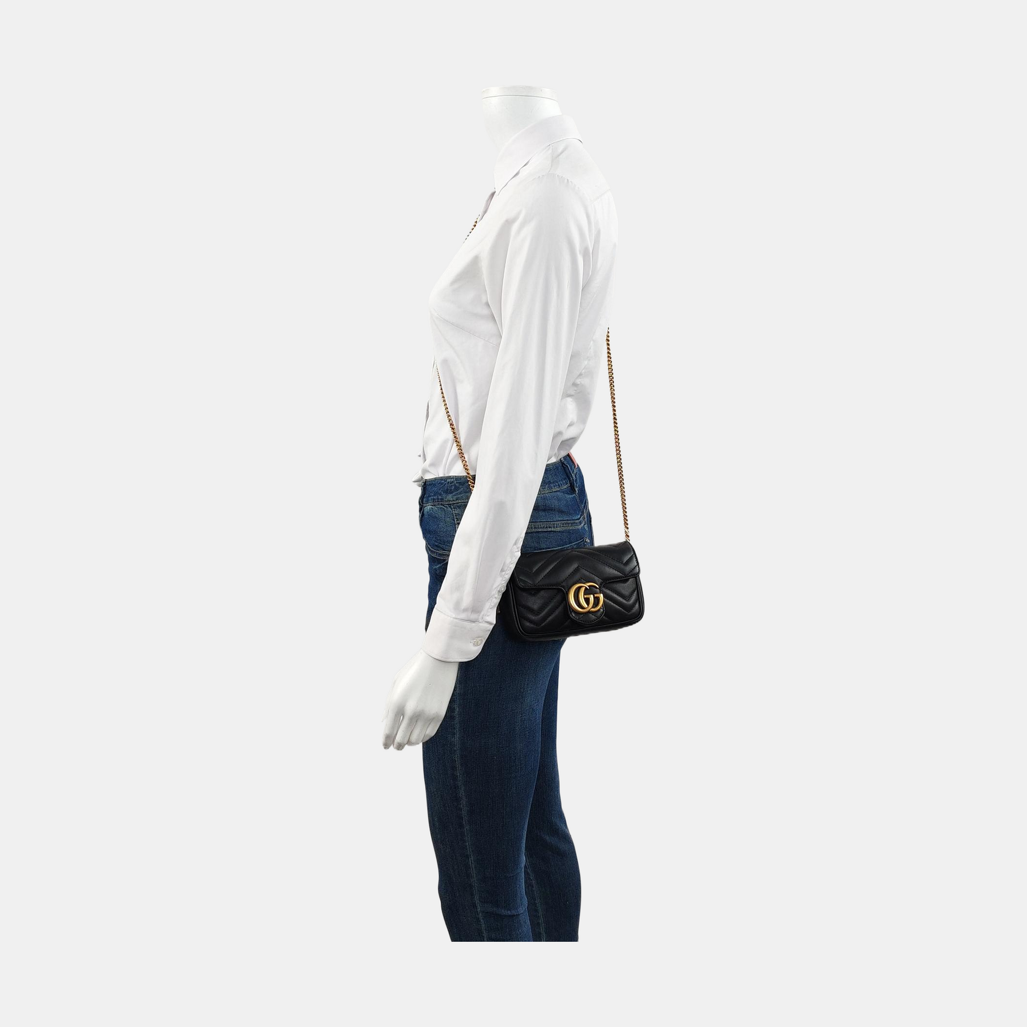 GG Marmont Mini Quilted Calfskin Black
