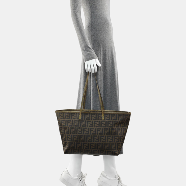 Coated Canvas Tote Bag Brown