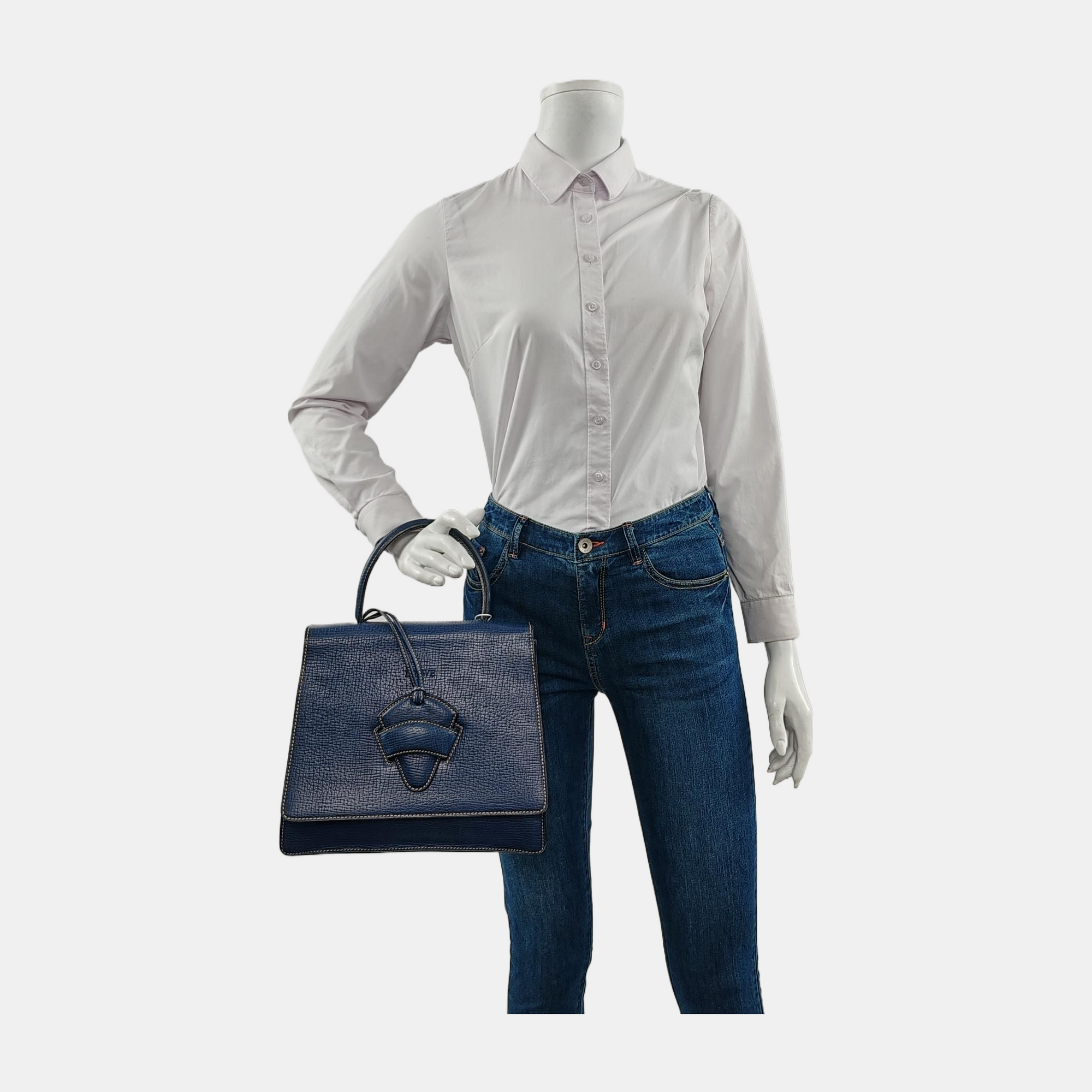 Authenticated pre-owned  Barcelona Calfskin Blue - Top Handle Bag at Looply