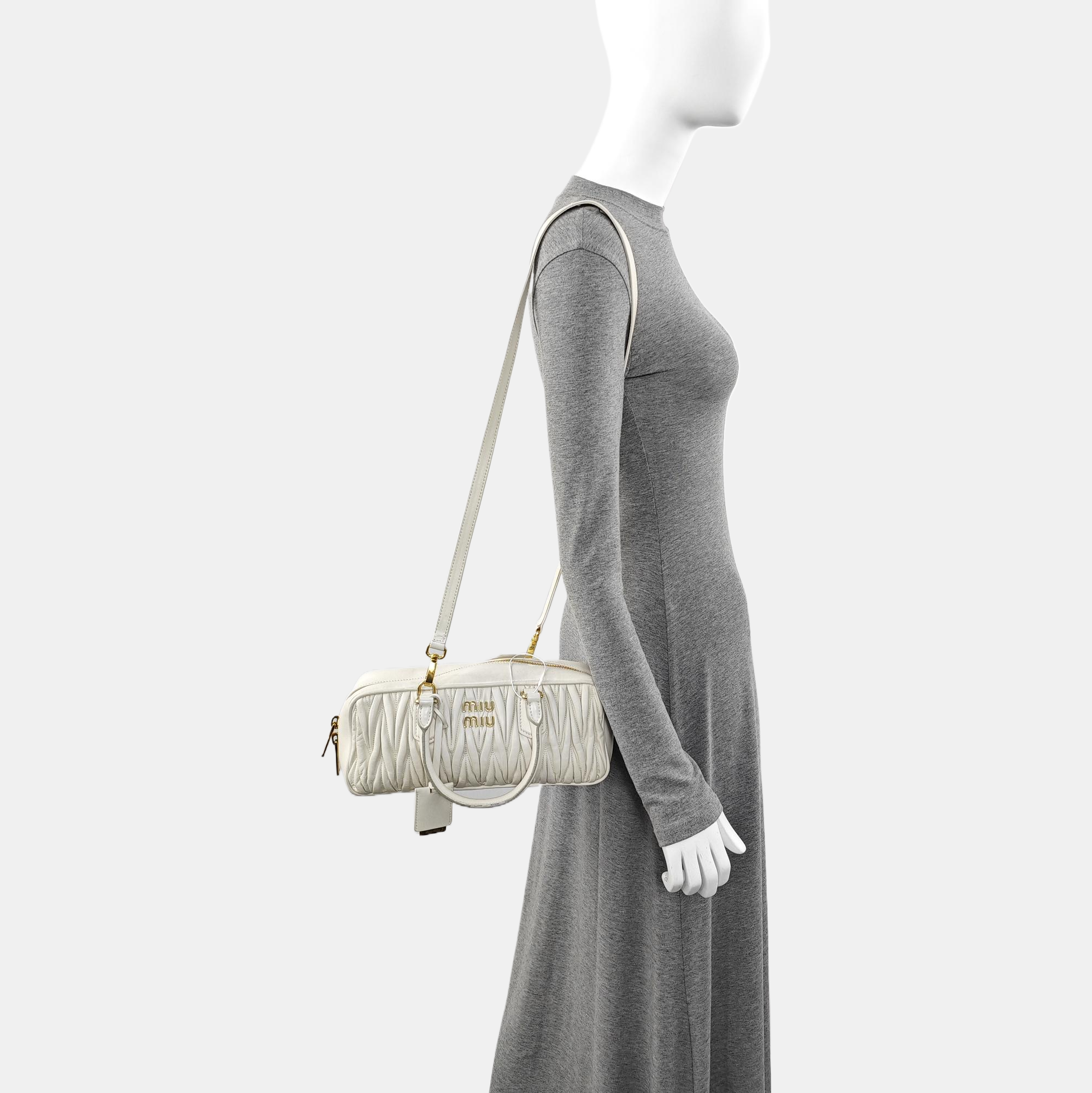Authenticated pre-owned  Arcadie Matelassé Large Quilted Lambskin White - Shoulder Bag at Looply