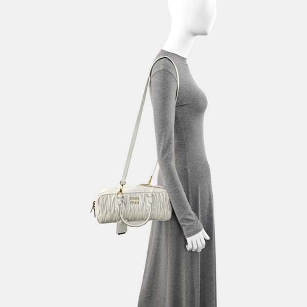 Authenticated pre-owned  Arcadie Matelassé Large Quilted Lambskin White - Shoulder Bag at Looply