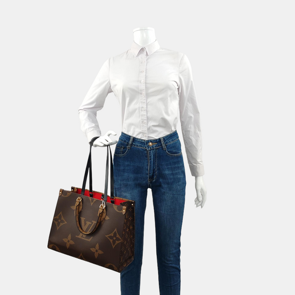 Authenticated pre-owned  ONTHEGO MM Monogram Coated Canvas Brown - Tote Bag at Looply