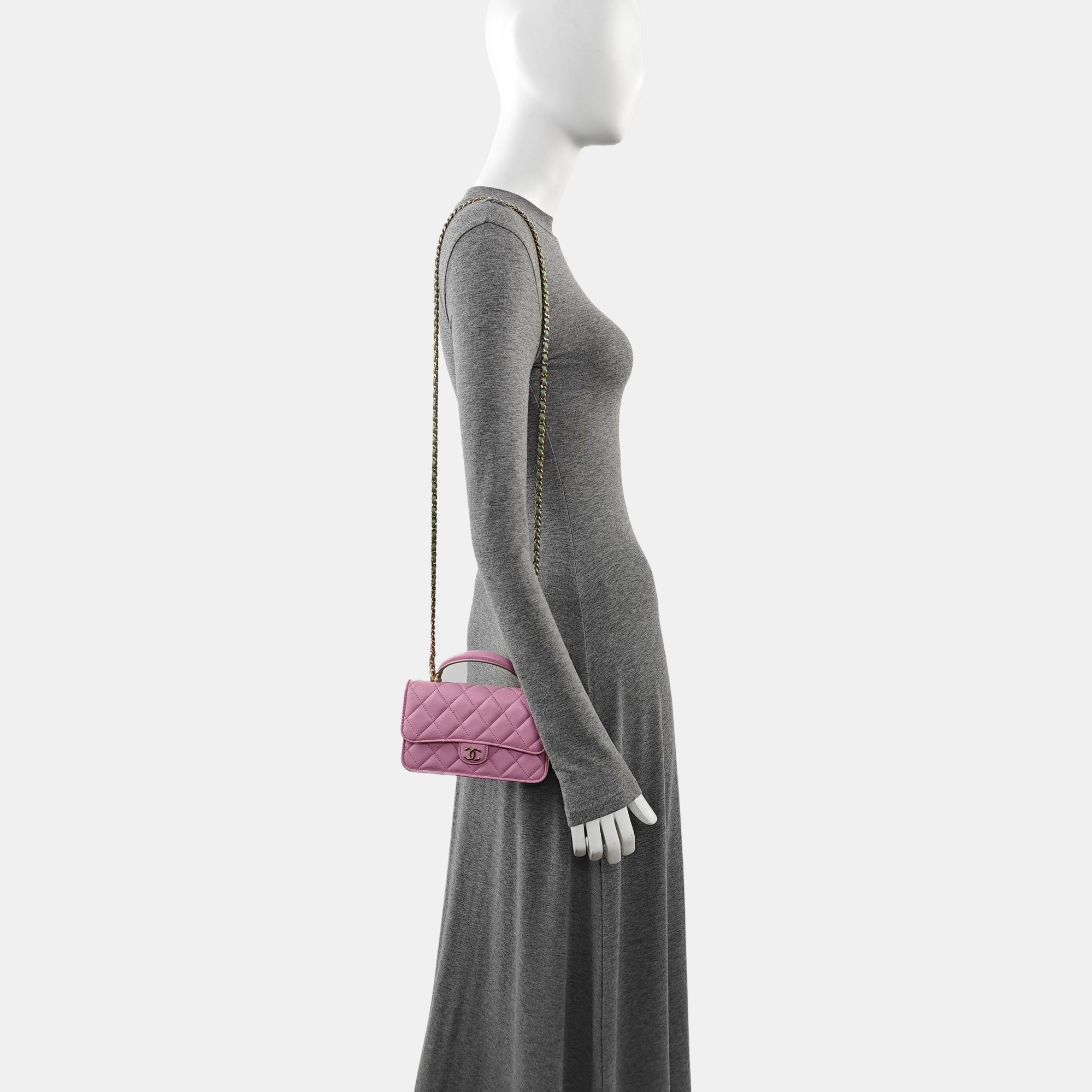 Quilted Lambskin Shoulder Bag Pink