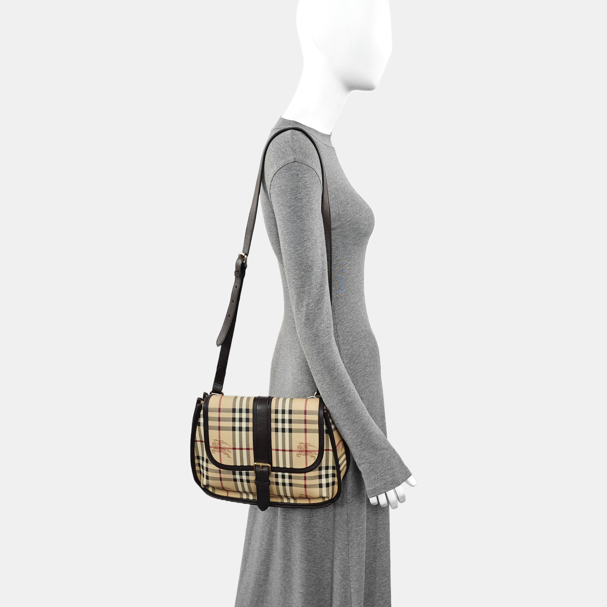 Coated Canvas Shoulder Bag Beige