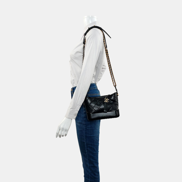 GABRIELLE Small Quilted Vintage Calf Black