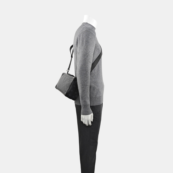 Monogram Coated Canvas Shoulder Bag Black