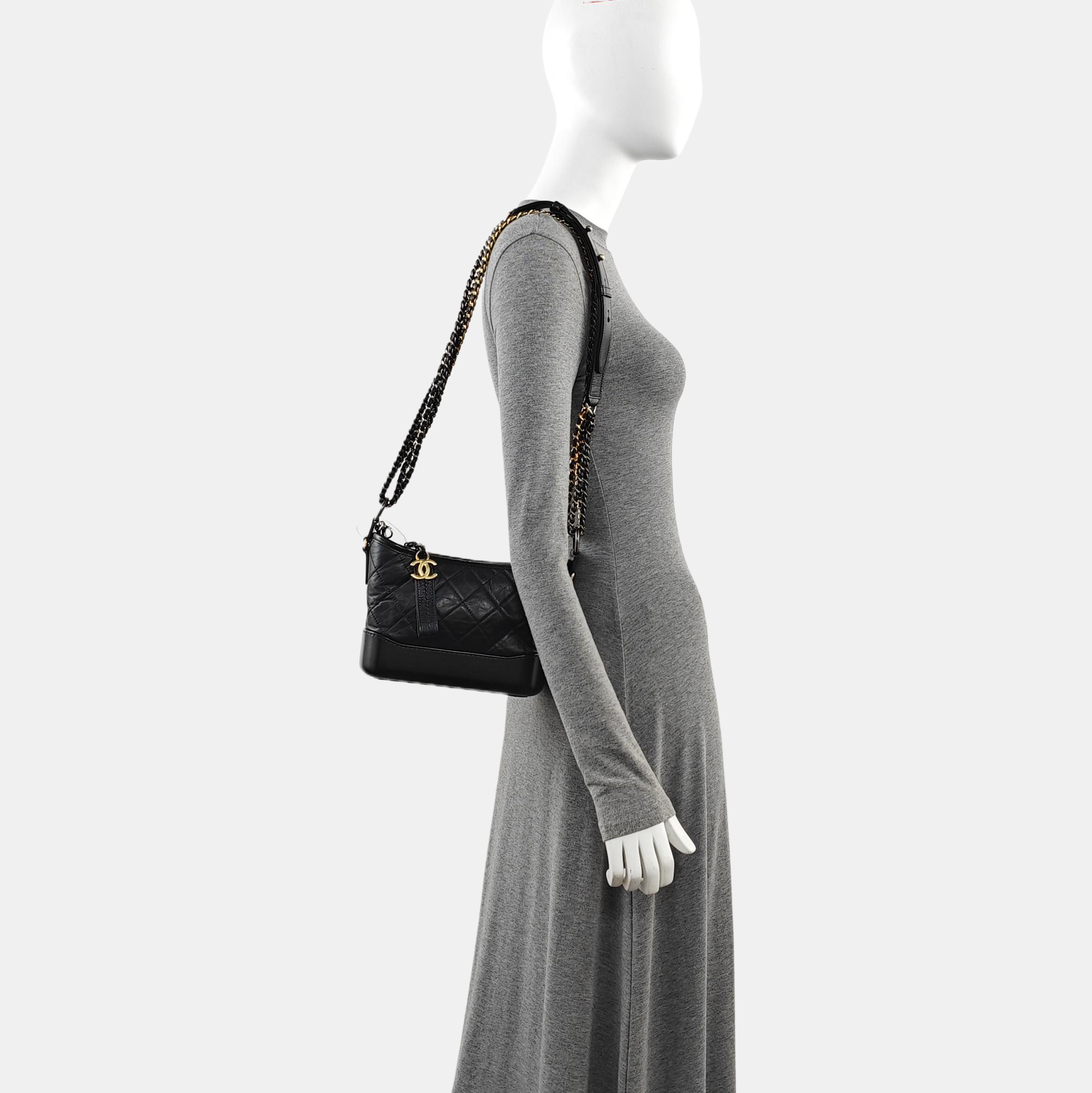 GABRIELLE Small Quilted Vintage Calf Black