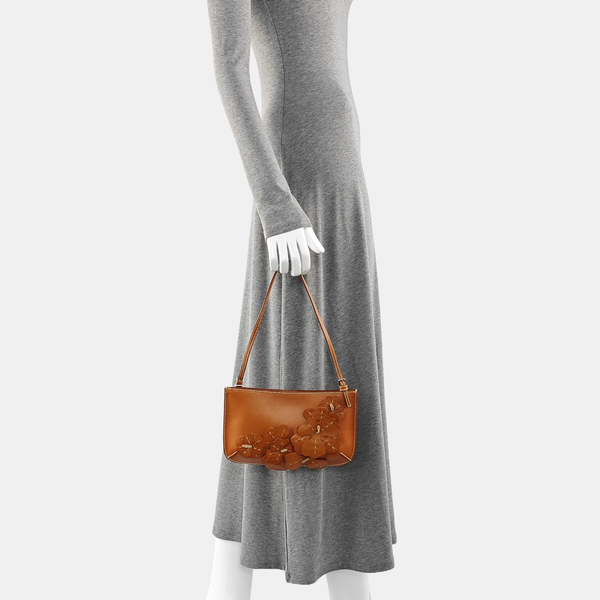 Calfskin Top Handle Bag Brown
