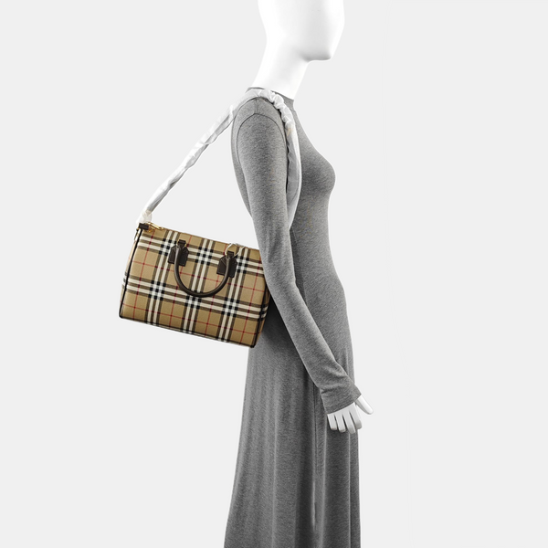 Coated Canvas Shoulder Bag Medium Beige