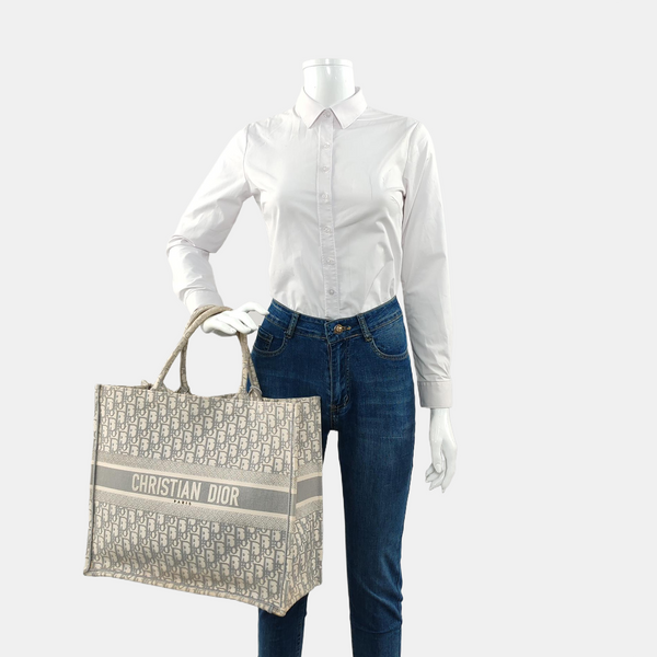 Book Tote Large Oblique Canvas Gray