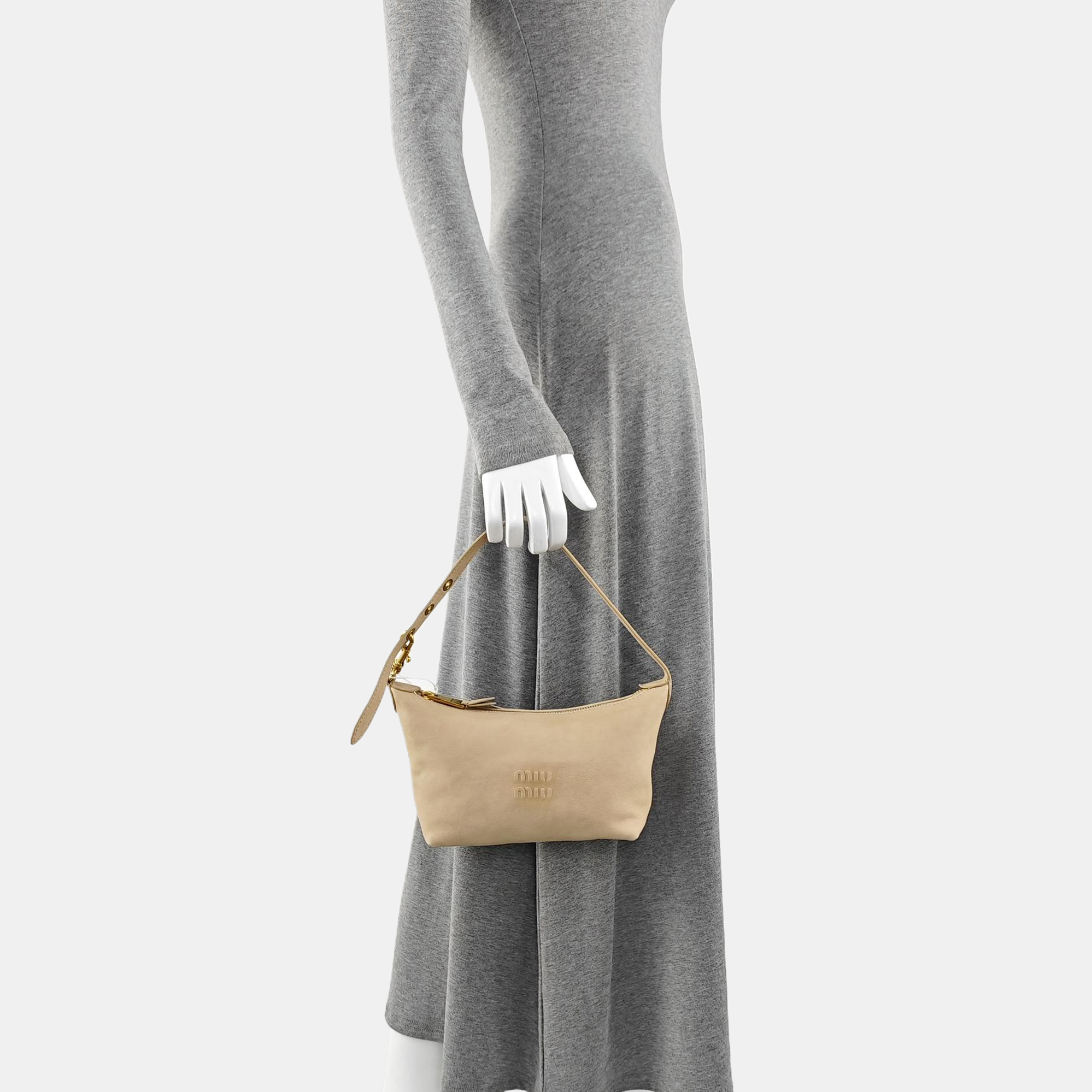 Lambskin Top Handle Bag Mini Beige