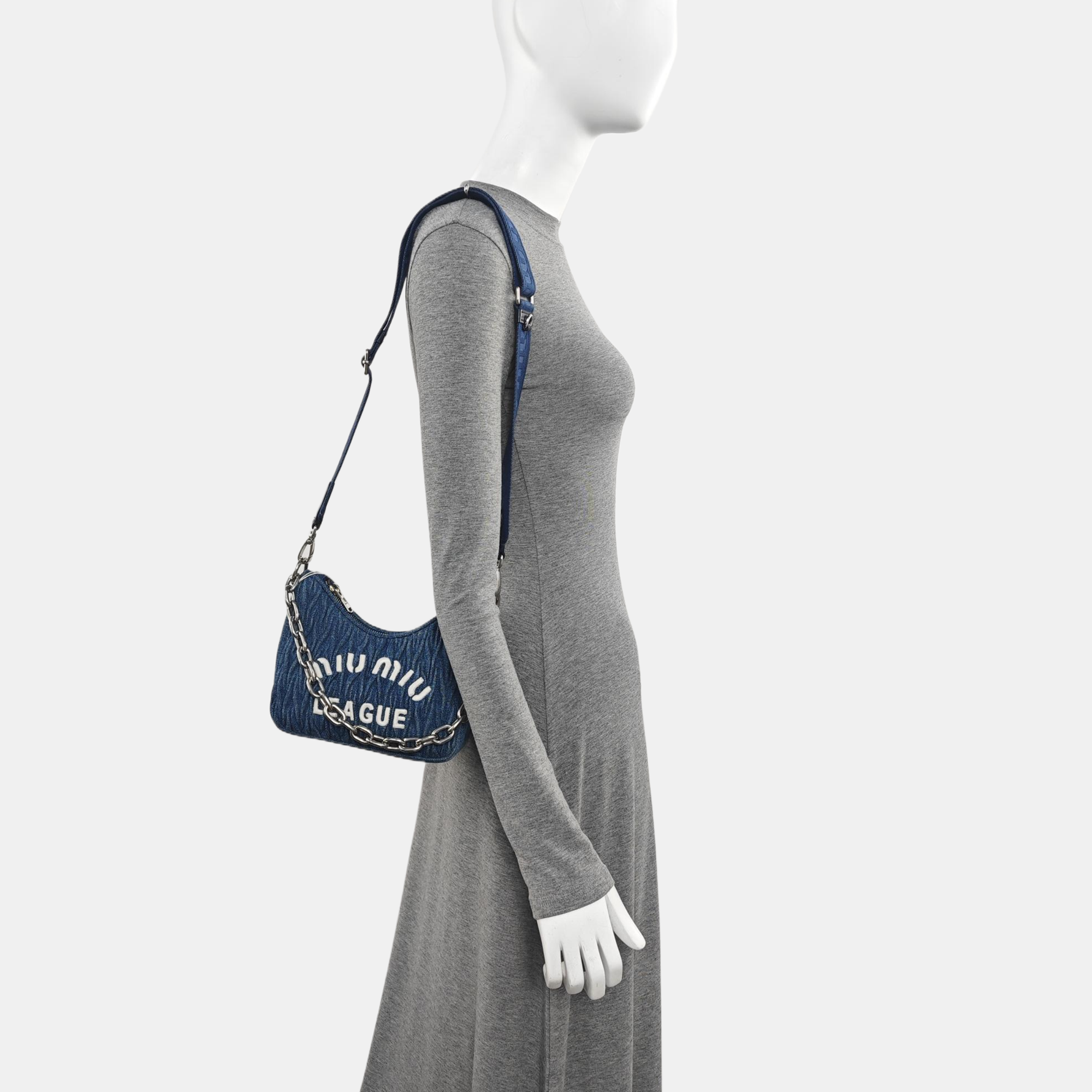 Quilted Denim Shoulder Bag Blue