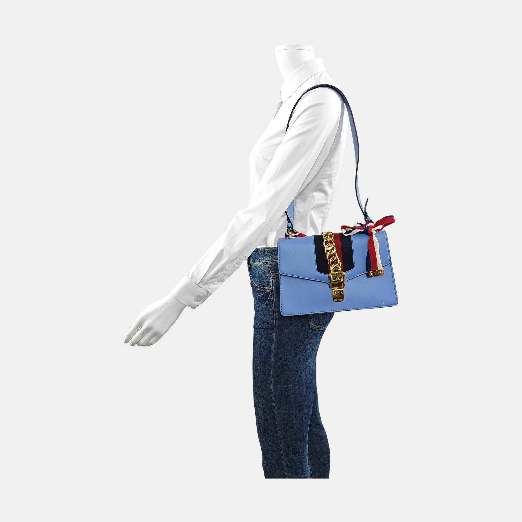 Authenticated pre-owned  Sylvie Small Calfskin Blue - Crossbody Bag at Looply