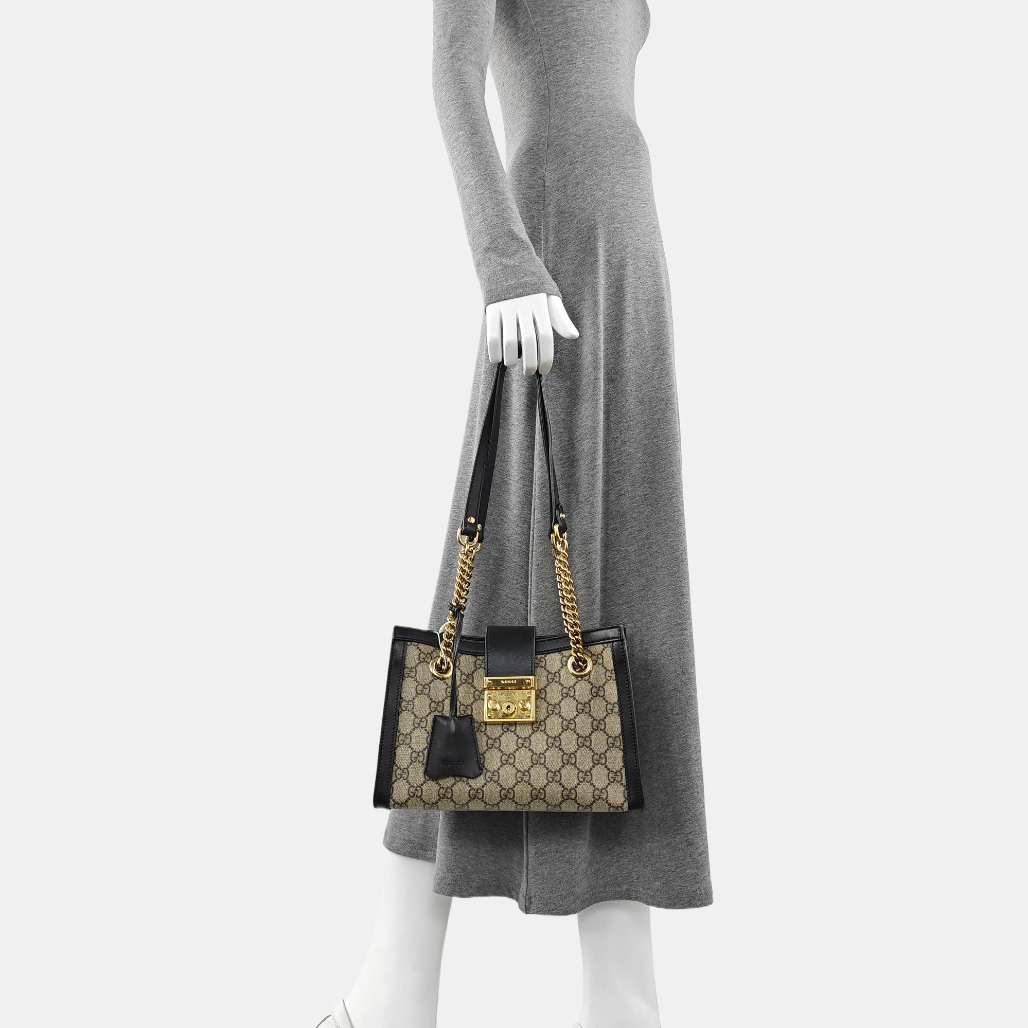 Padlock Small Monogram Coated Canvas Beige