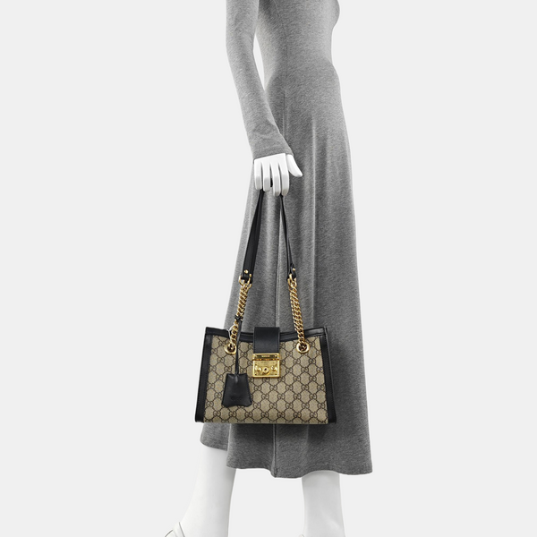 Padlock Small Monogram Coated Canvas Beige