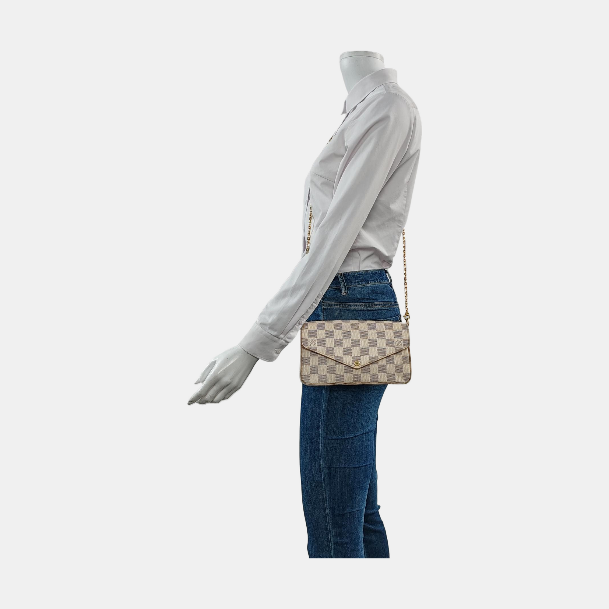Authenticated pre-owned  FÉLICIE Damier Azur Coated Canvas White - Crossbody Bag at Looply