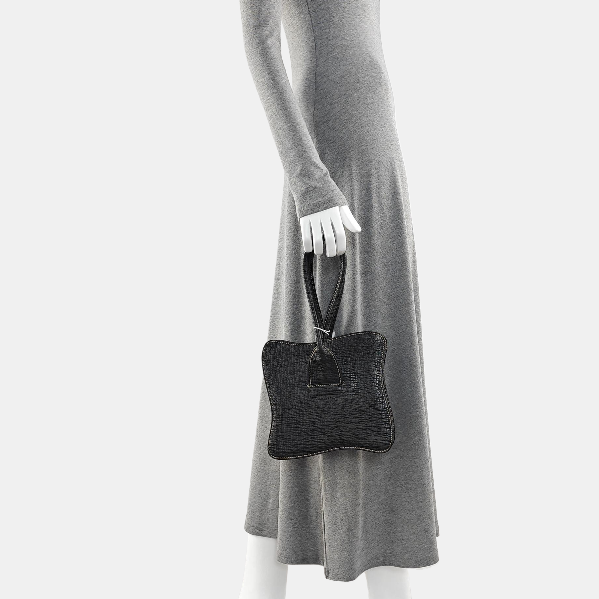 Calfskin Top Handle Bag Black