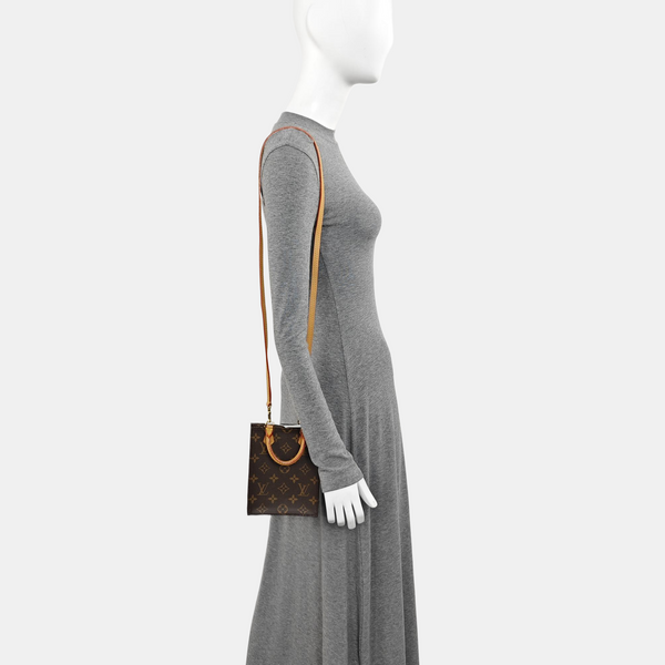 SAC PLAT Mini Monogram Coated Canvas Brown