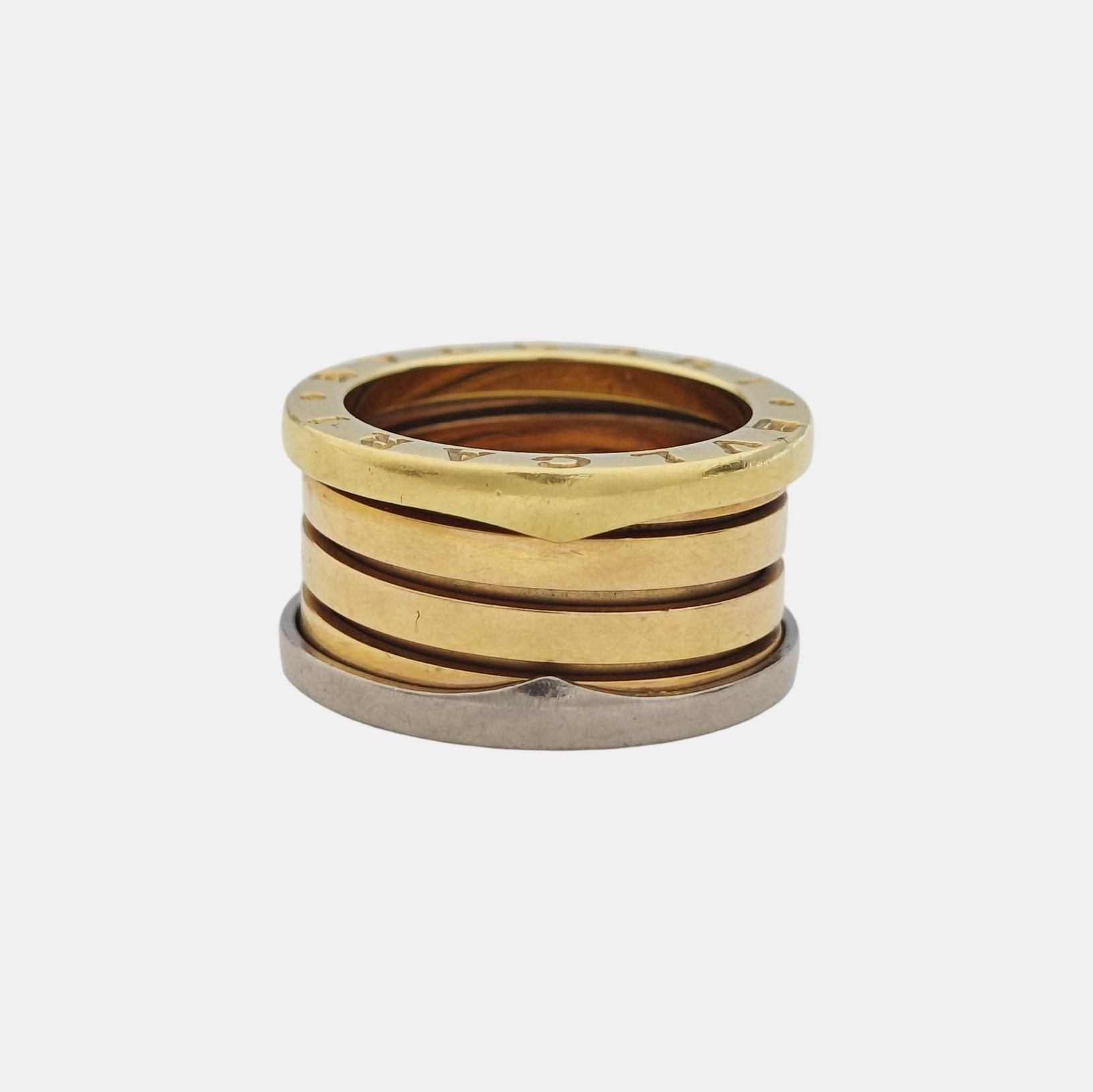 B.ZERO1 18k White Gold Rose Gold Ring EU 51