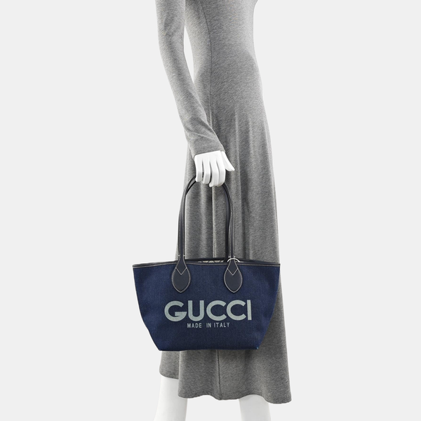 Denim Tote Bag Small Blue