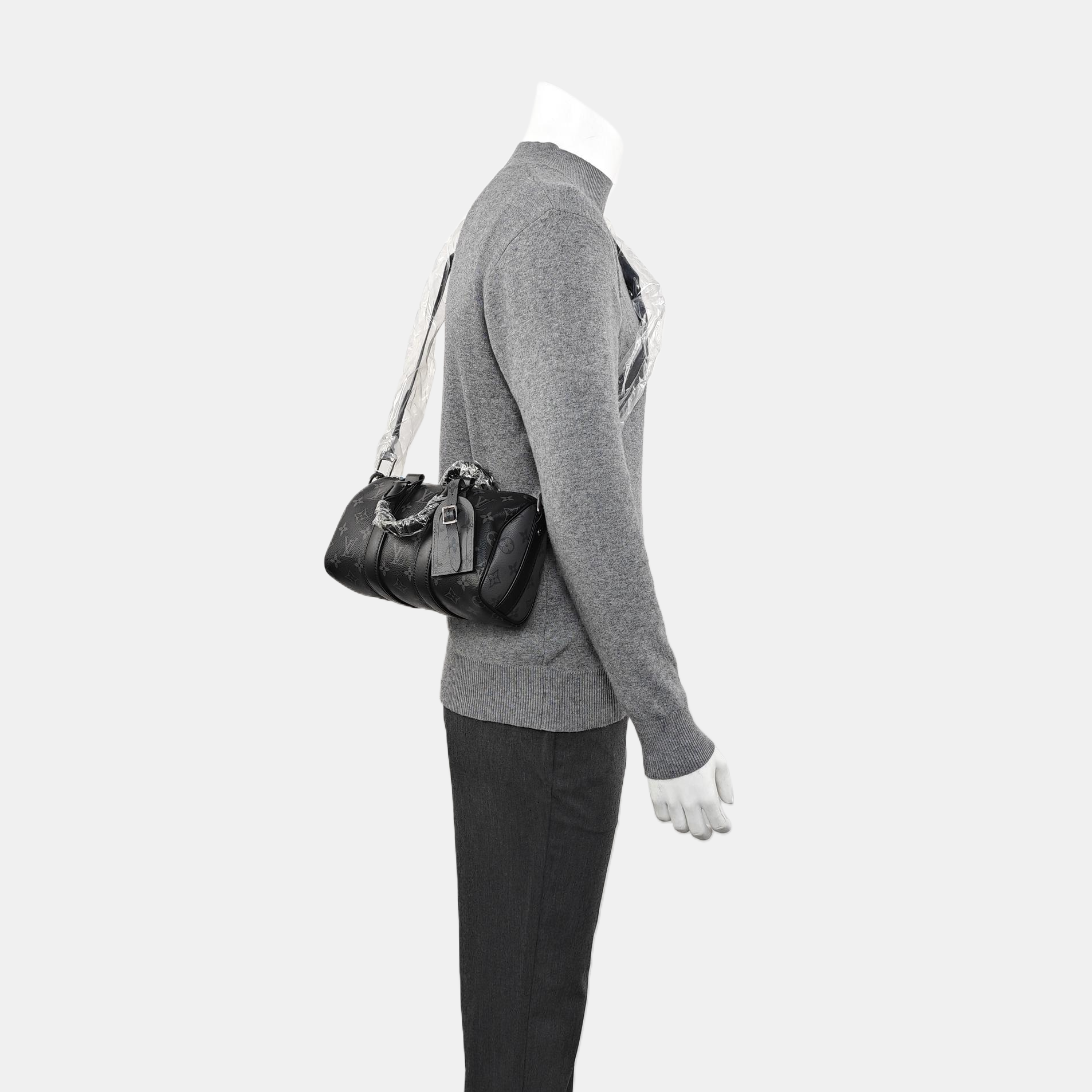 KEEPALL 25 Monogram Coated Canvas Black