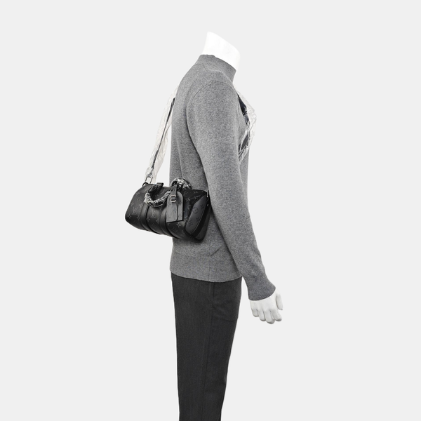 KEEPALL 25 Monogram Coated Canvas Black