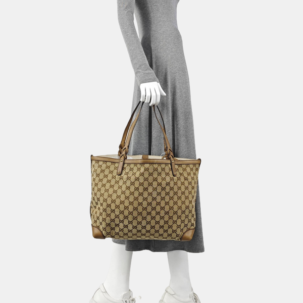 Monogram Canvas Tote Bag Medium Brown