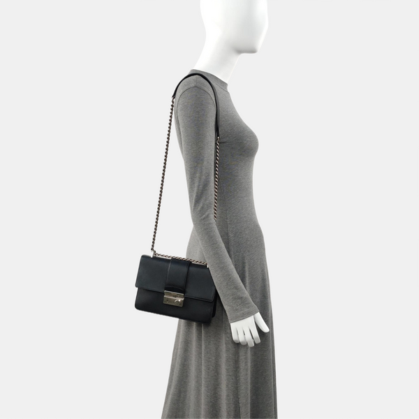 Saffiano Calfskin Crossbody Bag Black