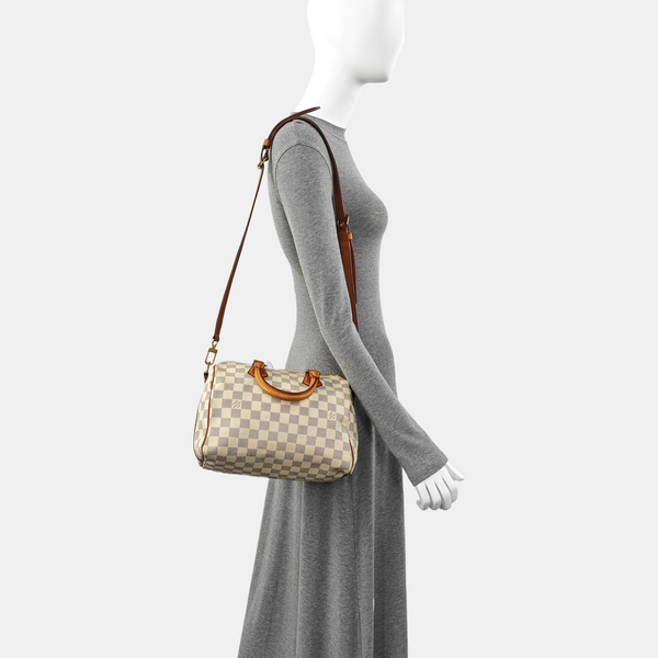 SPEEDY 25 Damier Azur Coated Canvas White