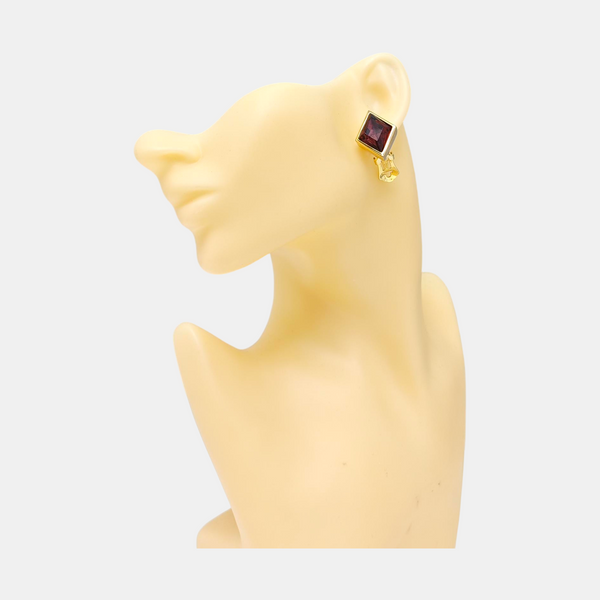 Metal Purple Clip On Earrings